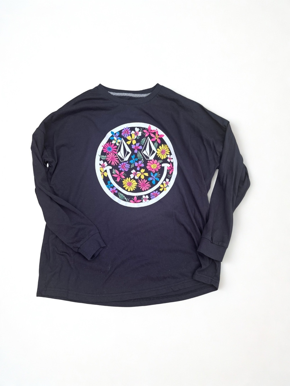 Volcom Happy Face Floral longsleeve tshirt size Large (10/12) youth